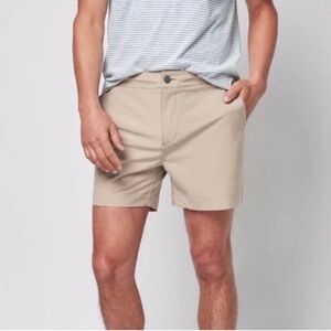 Faherty All Day Shorts 7” Inseam Tan Button Fly Trouser Shorts Size 38
